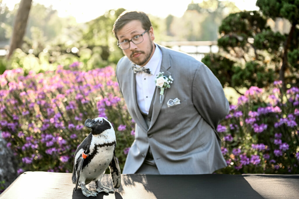 Picture of Jayson and a penguin at The Columbus Zoo & Aquarium in Powell, Ohio