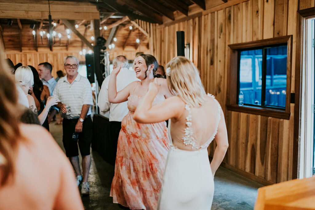 Ellen dancing with her guests at her Wedding Reception in the Hocking Hills, Ohio.