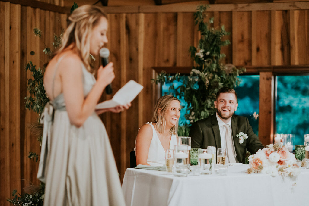 Maid of Honor speech at Ellen & Trevor's Wedding Reception at Crockett's Run in the Hocking Hills