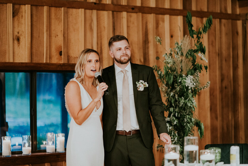 Bride & Groom's Thank You Speech at their Wedding Reception in the Hocking Hills