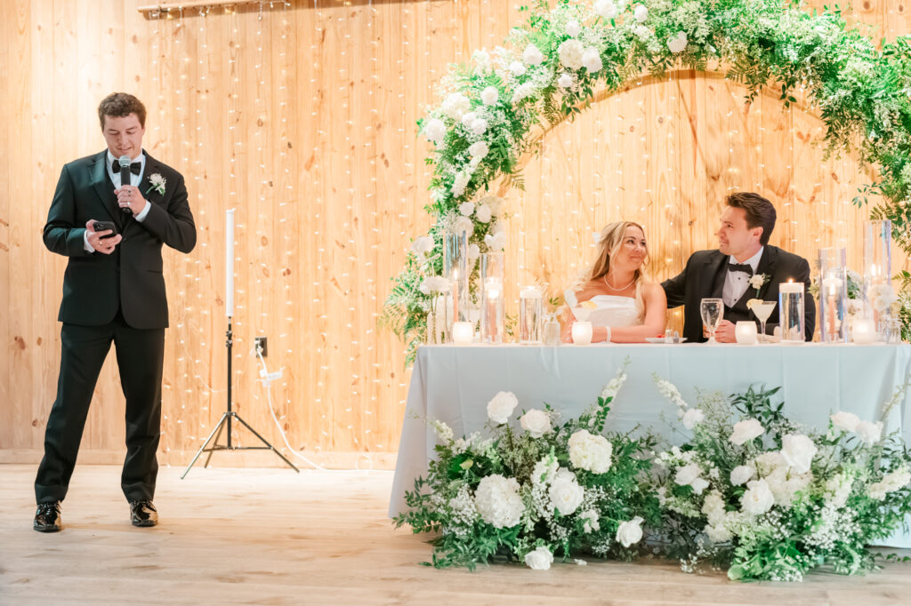 A speech from one of the groomsmen at Anna & Codey's Wedding Reception at Jorgensen Farms in Westerville, OH