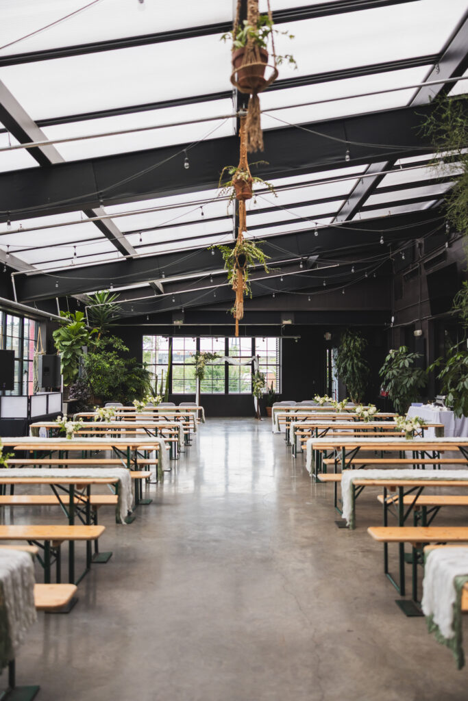 A picture of the sunroom, before everyone arrived, at Seventh Son Brewing in Columbus, Ohio