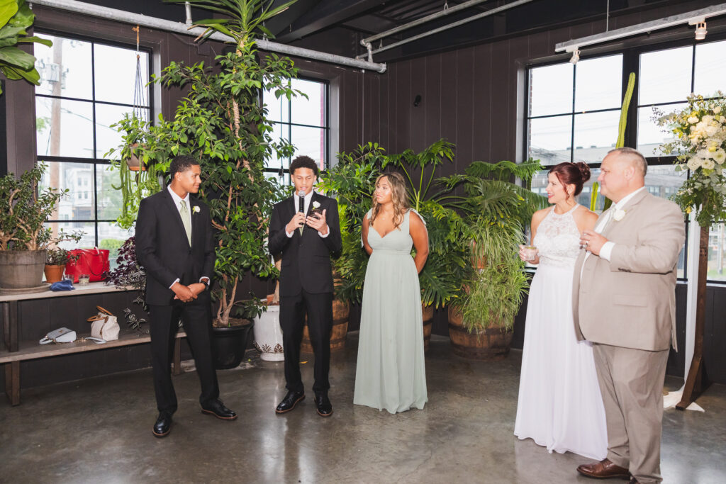 A speech from one of Susan's sons at Susan & Ryan's Wedding Reception in Columbus, Ohio