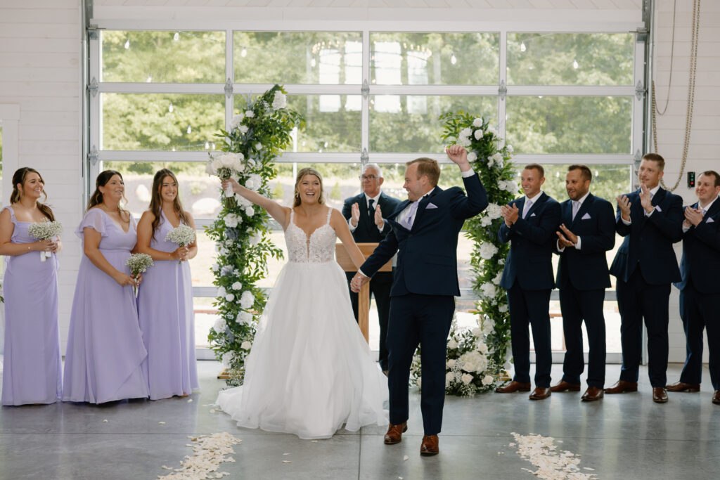 Allison & Joe as they begin their recessional following their wedding ceremony at Williams Farm in Pataskala, Ohio