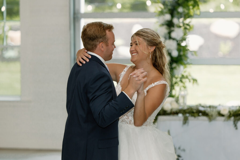Allison & Joe during their First Dance inside Williams Farm in Pataskala, Ohio