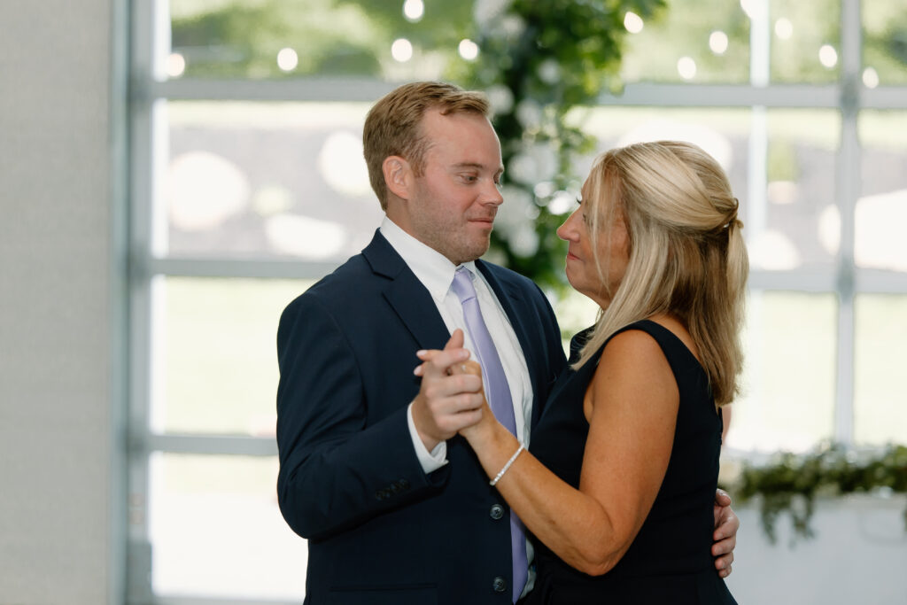 Joe sharing a dance with his Mom for the Groom/Mother dance at his wedding reception inside Williams Farm in Pataskala, Ohio
