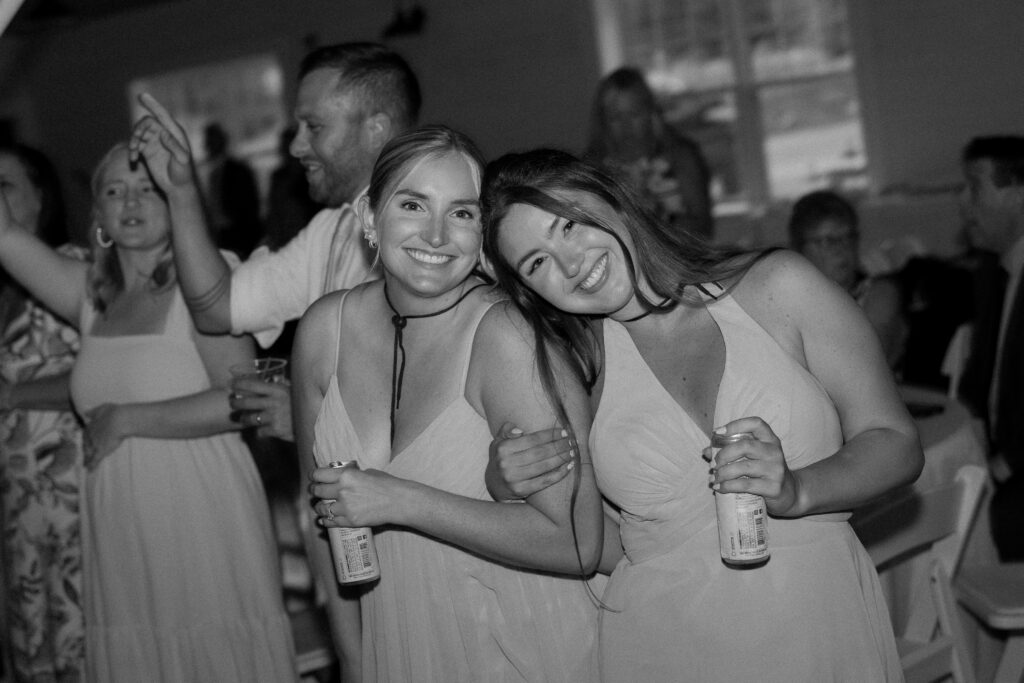 Two of Allison's Bridesmaids on the dance floor at her wedding reception at Williams Farm in Pataskala, Ohio