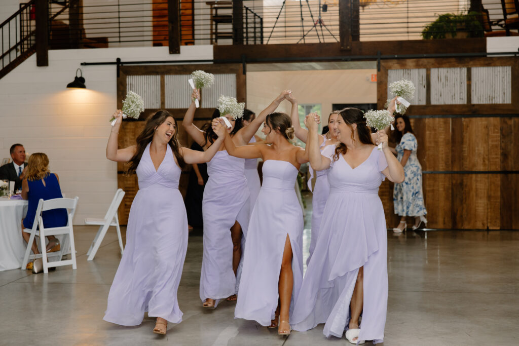All of Allison's Bridesmaids led out by the Maids of Honor at Allison & Joe's Wedding Reception in Pataskala, Ohio