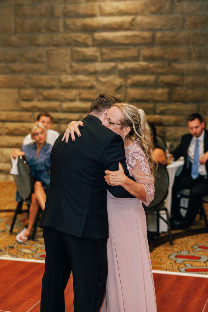 Bryse and his Mom at his Wedding Reception inside the Denison Room at Granville Inn in Granville, Ohio