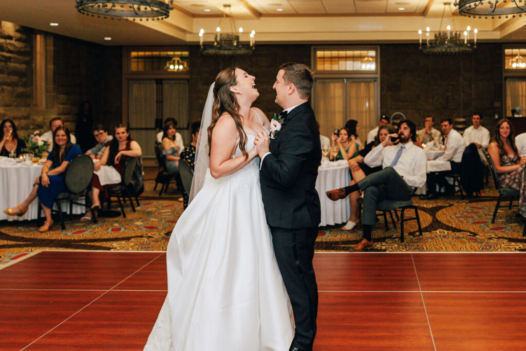 Ann & Bryse have their first dance during their wedding reception inside the Denison Room at the Granville Inn in Granville, Ohio