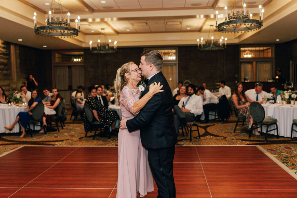 Bryse shares a dance with his Mom during his wedding reception at Granville Inn in Granville, Ohio