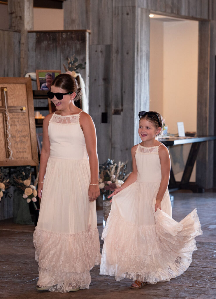 The flower girls are introduced into Sarah & Ryan's Wedding Reception