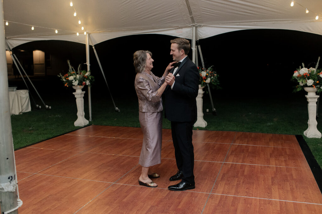 Roy shares a dance with his mom at his wedding in Granville, Ohio