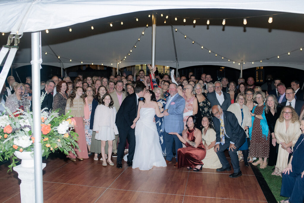 Group picture at Carly & Roy's Wedding Reception at Bryn Du Mansion