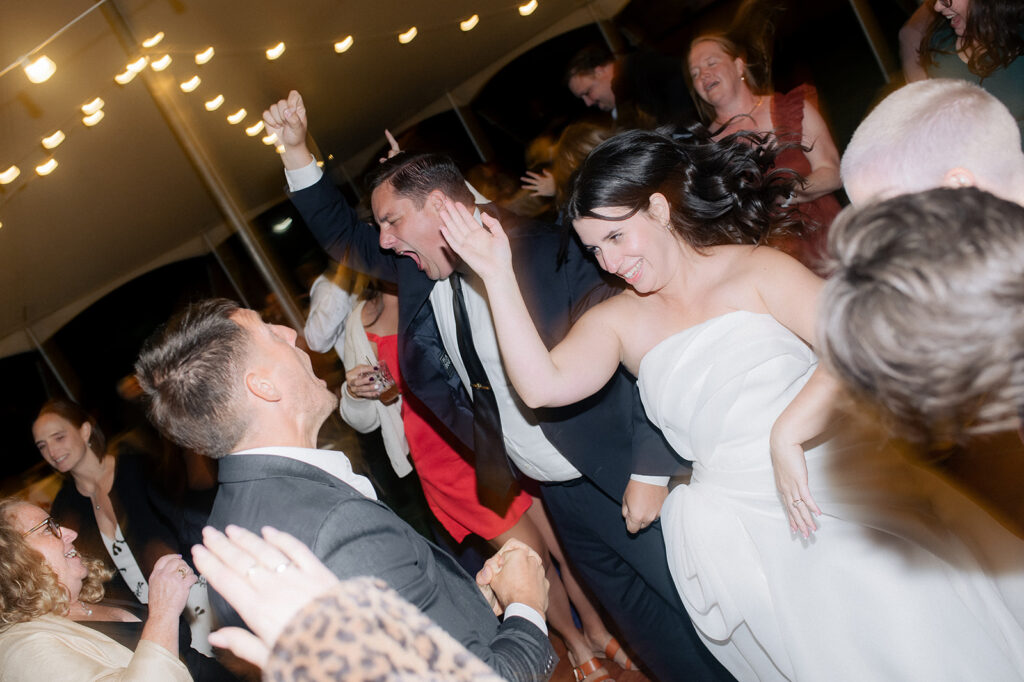 Carly & Roy on the dance floor at their wedding reception at Bryn Du Mansion