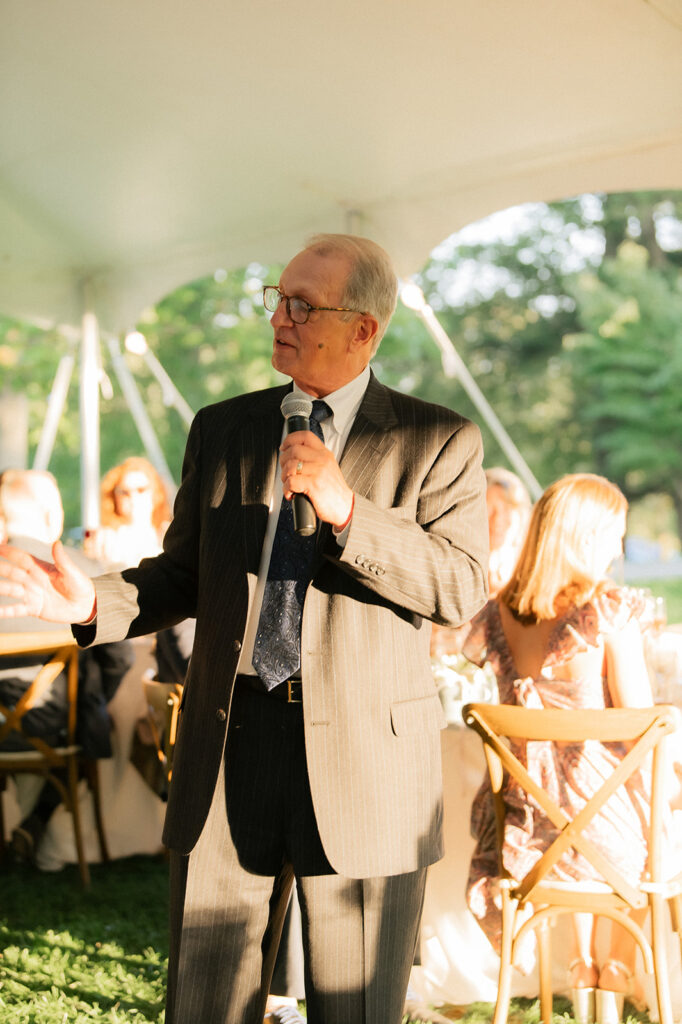 The welcoming from the father of the groom at Bryn Du Mansion in Granville, Ohio