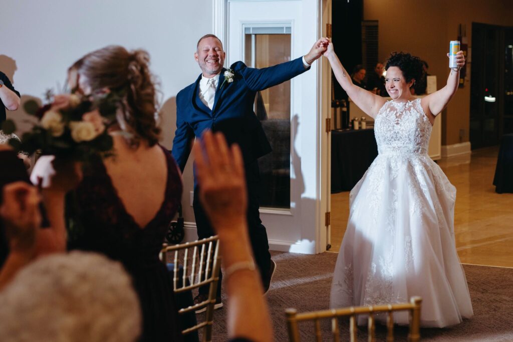 Heidi & Rusty enter the ballroom at the Wenbeck Wedding & Events Center in Lewis Center, OH