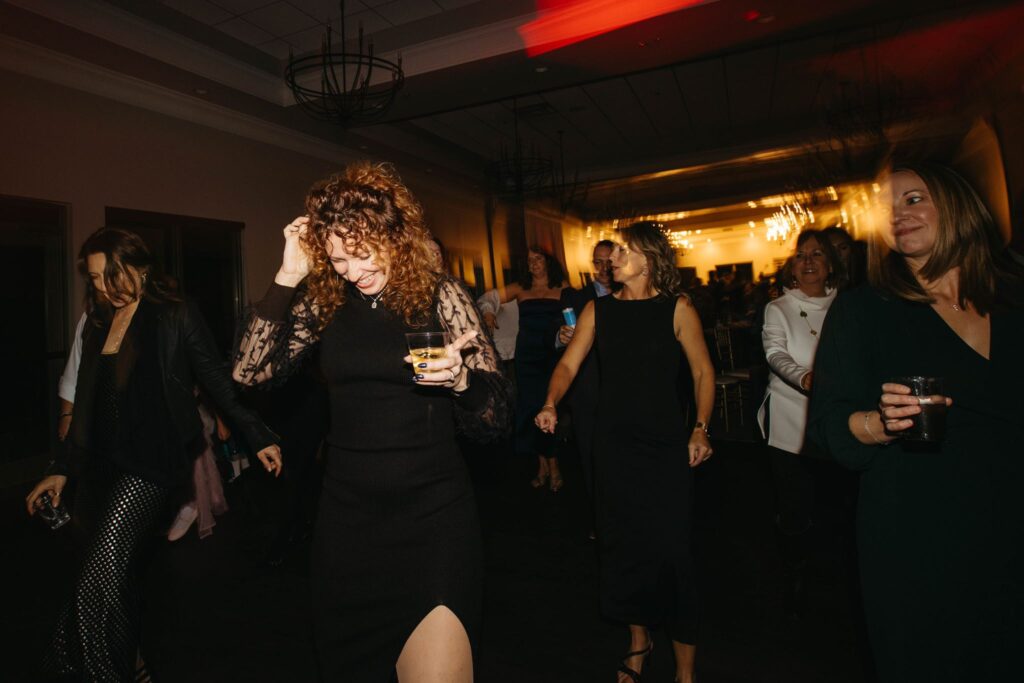 Heidi & Rusty's guests on the dance floor at their wedding reception in Lewis Center, OH
