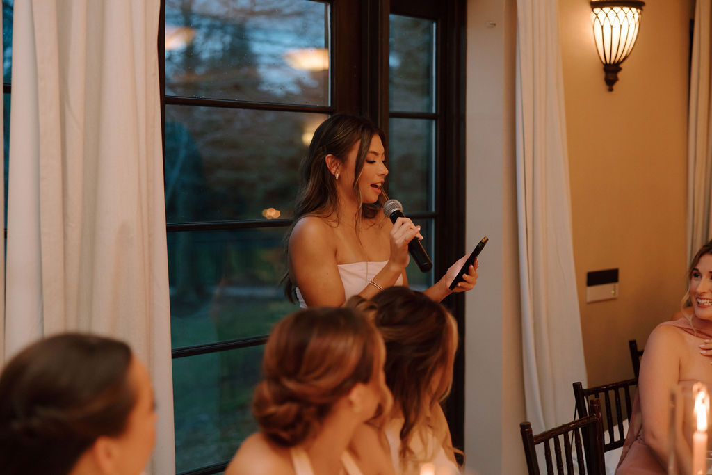 A speech from one of Shannon's bridesmaids at her wedding reception at The Club at Corazon