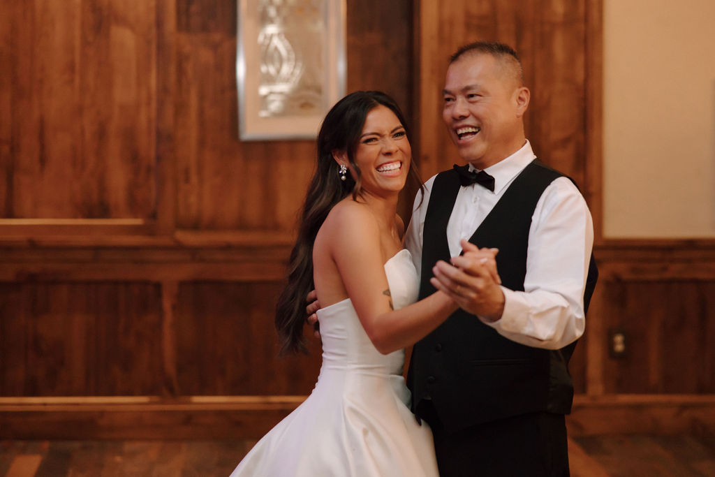 Shannon and her Dad dance together for the Bride/Father Dance during her wedding reception at The Club at Corazon.