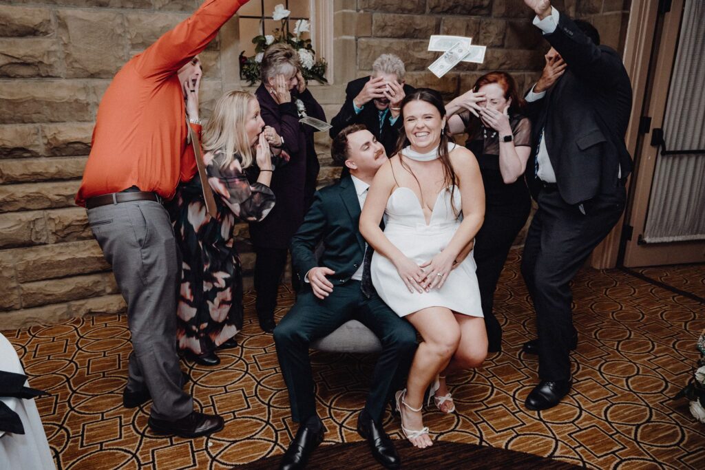 Another picture of Morgan & Jonny during the photo dash at their wedding reception
