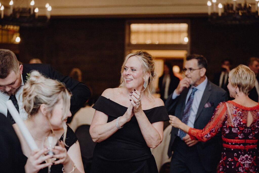 More guests on the dance floor at Morgan & Jonny's Wedding Reception inside the Denison Room at Granville Inn